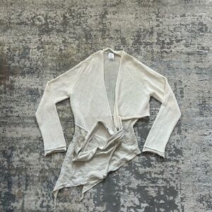 Sarah Pacini linen blend wrap‎ cardidan duster coverup shrug cream one size